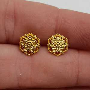 Gold-plated mandala flower oorknopjes