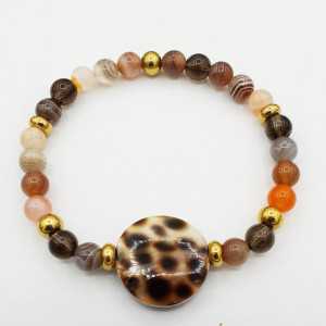 Bracelet Botswana Agate and cowrie shell