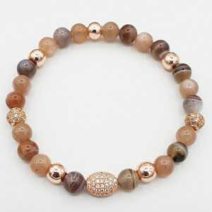Bracelet of Peach Moonstone and Botswana Agate
