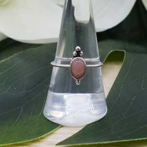 Silber ring set mit kleinen, ovalen pink-Opal 18 mm