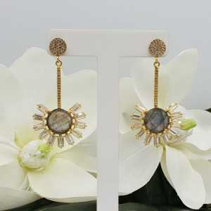 Gold plated earrings with Labradorite and Zirconia