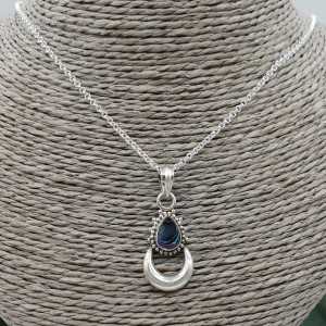 Silver necklace with moon pendant set with Abalone shell