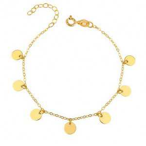 Gold plated bracelet with round disc pendants