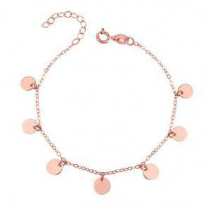 Rosé gold-plated bracelet with round disc pendants