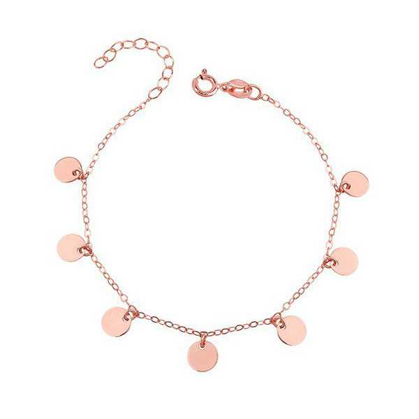 Rosé gold-plated bracelet with round disc pendants