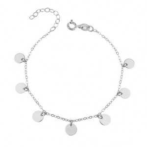 Silver bracelet with round disc pendants