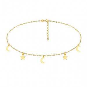 Gold plated choker-Halskette mit Sternen und Monden
