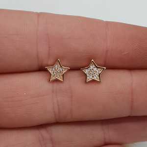 Rosé gold-plated oorknoppen star, set with Zirconia