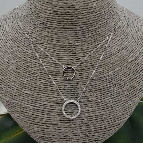 Silver-double-layer-Halskette mit Ringen und Zirkonia