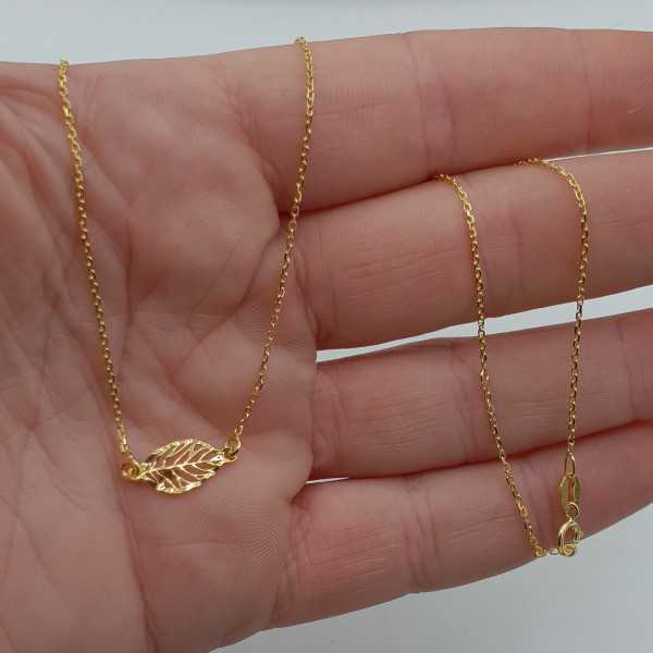Gold plated necklace with small leaf
