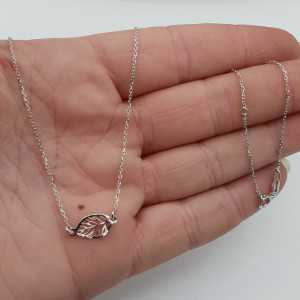 Silver necklace with small leaf