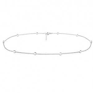 Silver choker necklace with balls