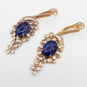 Rosé gold-plated earrings with Kyanite Morganiet and Cz