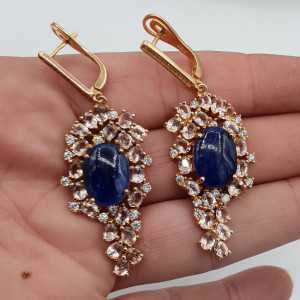 Rosé gold-plated earrings with Kyanite Morganiet and Cz
