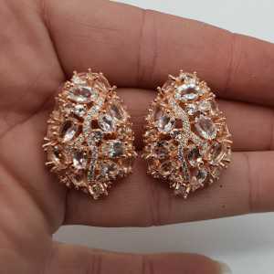Rosé gold plated earrings set with Morganiet