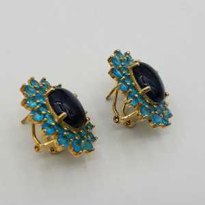 Gold plated earrings with Kyanite and Apatite