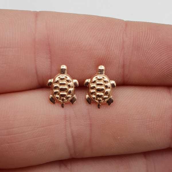 Rose gold plated turtle oorknoppen