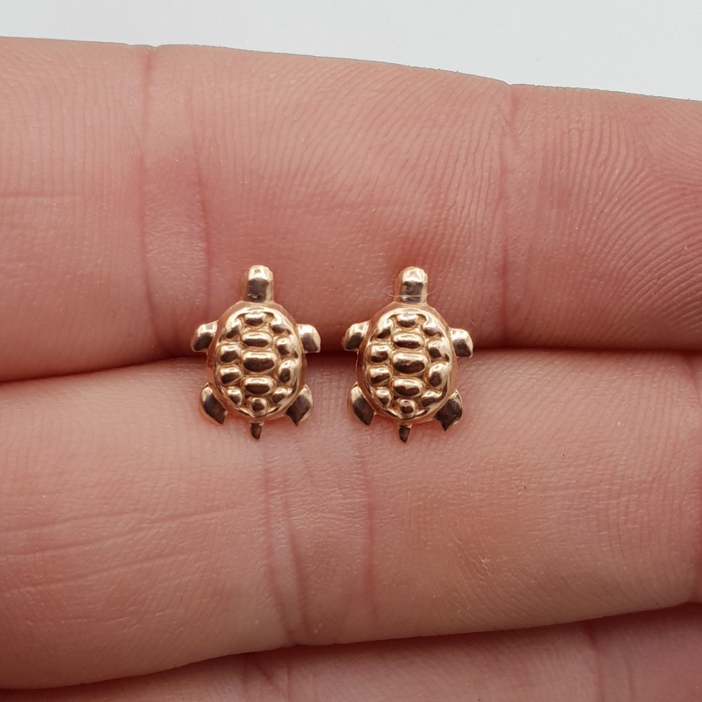 Rose gold plated turtle oorknoppen