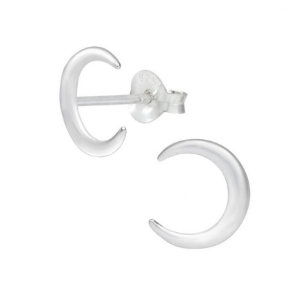 Zilveren halve maan oorknoppen
