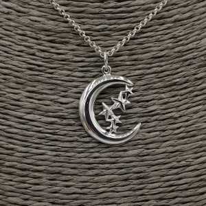 Silver necklace with moon and star pendant