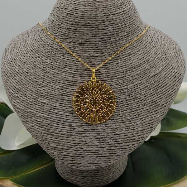 Gold plated necklace with large Mandala pendant