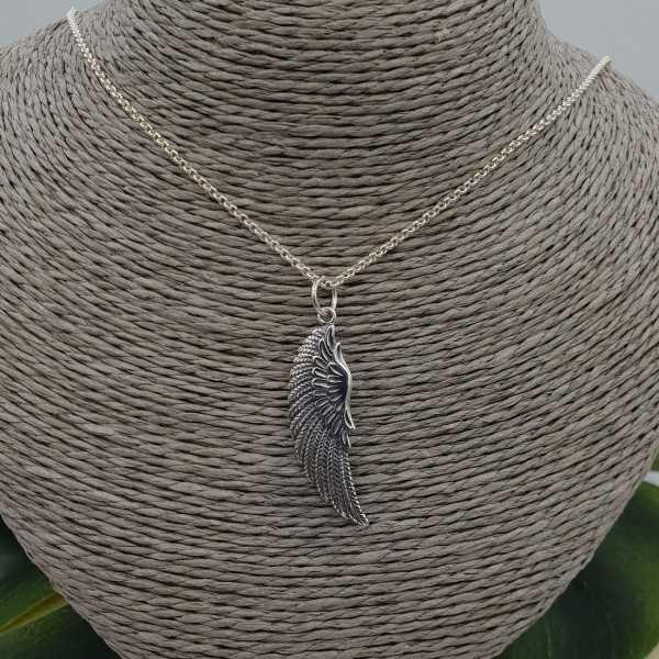 Silver necklace with large wing pendant