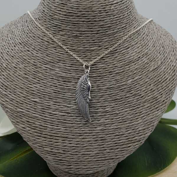 Silver necklace with large wing pendant