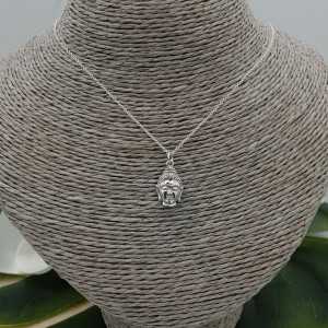 Silber Halskette mit Buddha-Kopf Anhänger