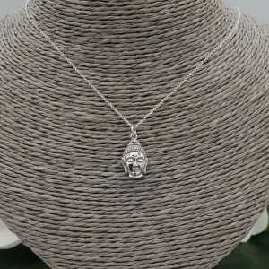 Silver necklace with Buddha head pendant