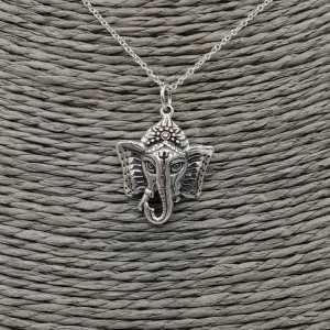 Silver necklace with Ganesh elephant pendant
