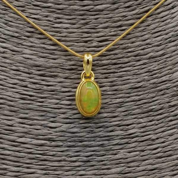 Gold plated necklace with pendant set with oval Etiopische Opal