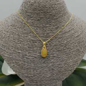 Gold plated necklace with pendant set with Etiopische Opal