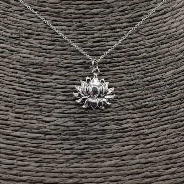Sterling silver necklace with lotus pendant