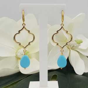 Gold plated earrings with Turquoise briolet
