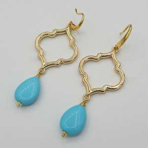 Gold plated earrings with Turquoise briolet