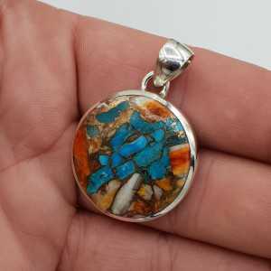 Silver pendant with round Turquoise