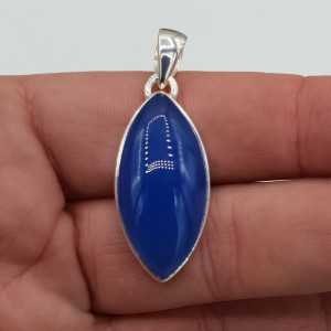 Zilveren hanger met marquise blauw Chalcedoon