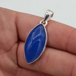 Silver pendant with marquise blue Chalcedony