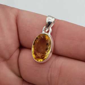 Silver pendant set with oval Citrine