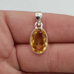 Silver pendant set with oval Citrine