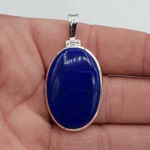 Zilveren hanger met ovale cabochon geslepen Lapis Lazuli