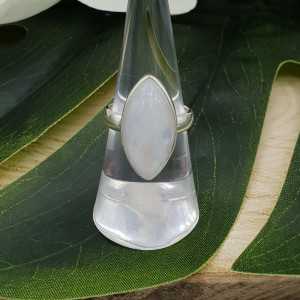 Silber ring set mit marquise Regenbogen-Mondstein 16,5 mm
