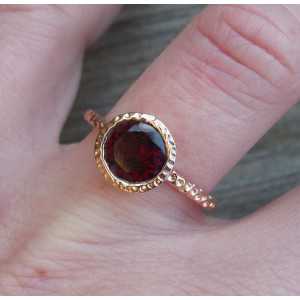 Gold-plated ring set with round Garnet 17.3 mm