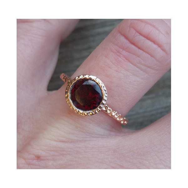 Gold-plated ring set with round Garnet 17.3 mm