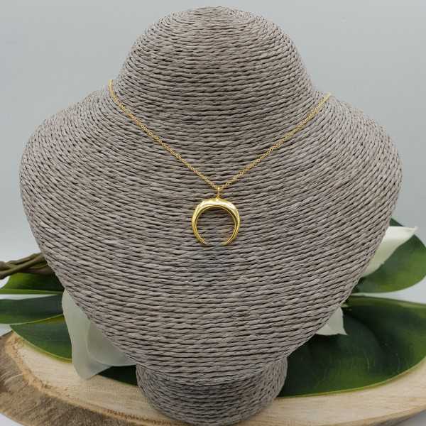 Gold plated necklace with a half moon horn pendant