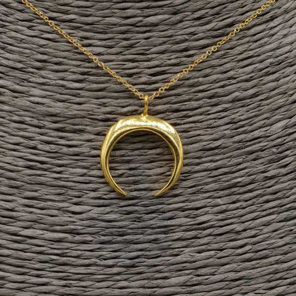 Gold plated necklace with a half moon horn pendant