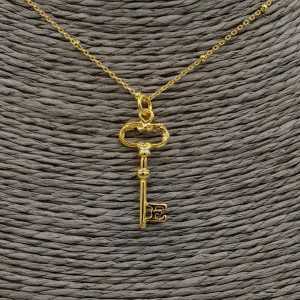 Gold plated necklace with key pendant