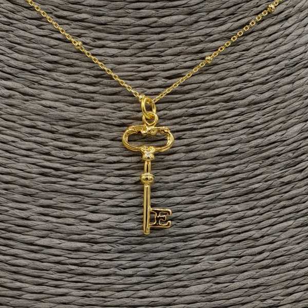 Gold plated necklace with key pendant