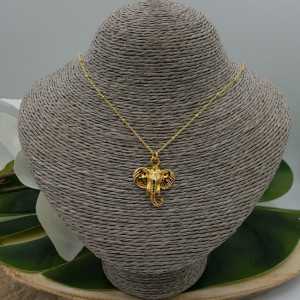 Gold plated necklace with elephant head pendant