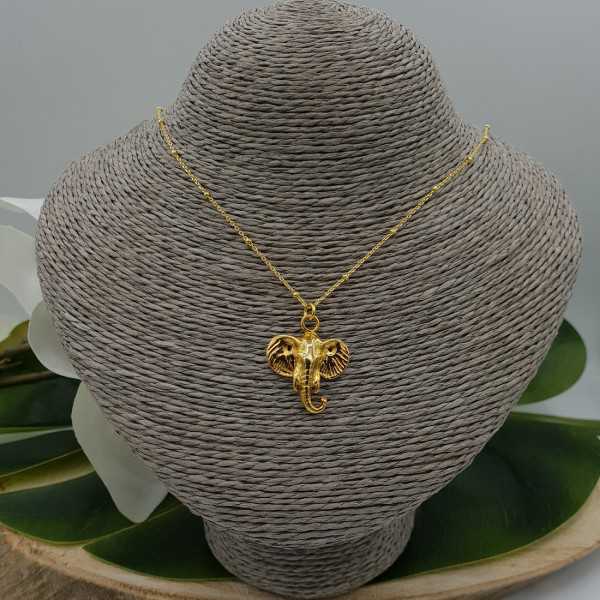 Vergoldete Halskette mit Elefanten Kopf Anhänger